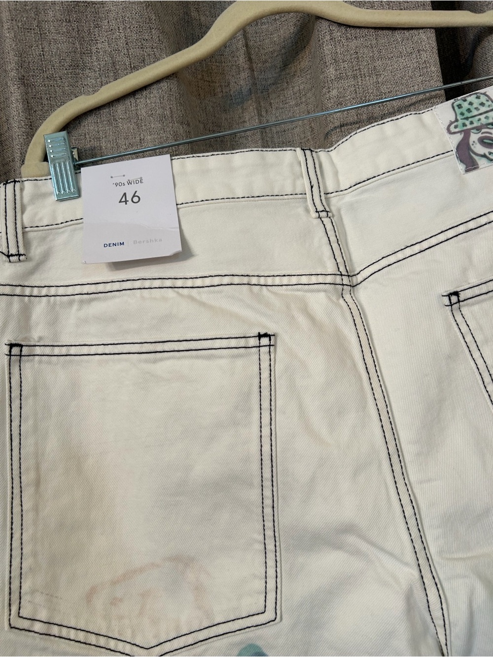 NWT Bershka 90s Wide Leg Graffiti Graphic Jeans Cream Ecru Size
46 / US 14 - Picture 8 of 12